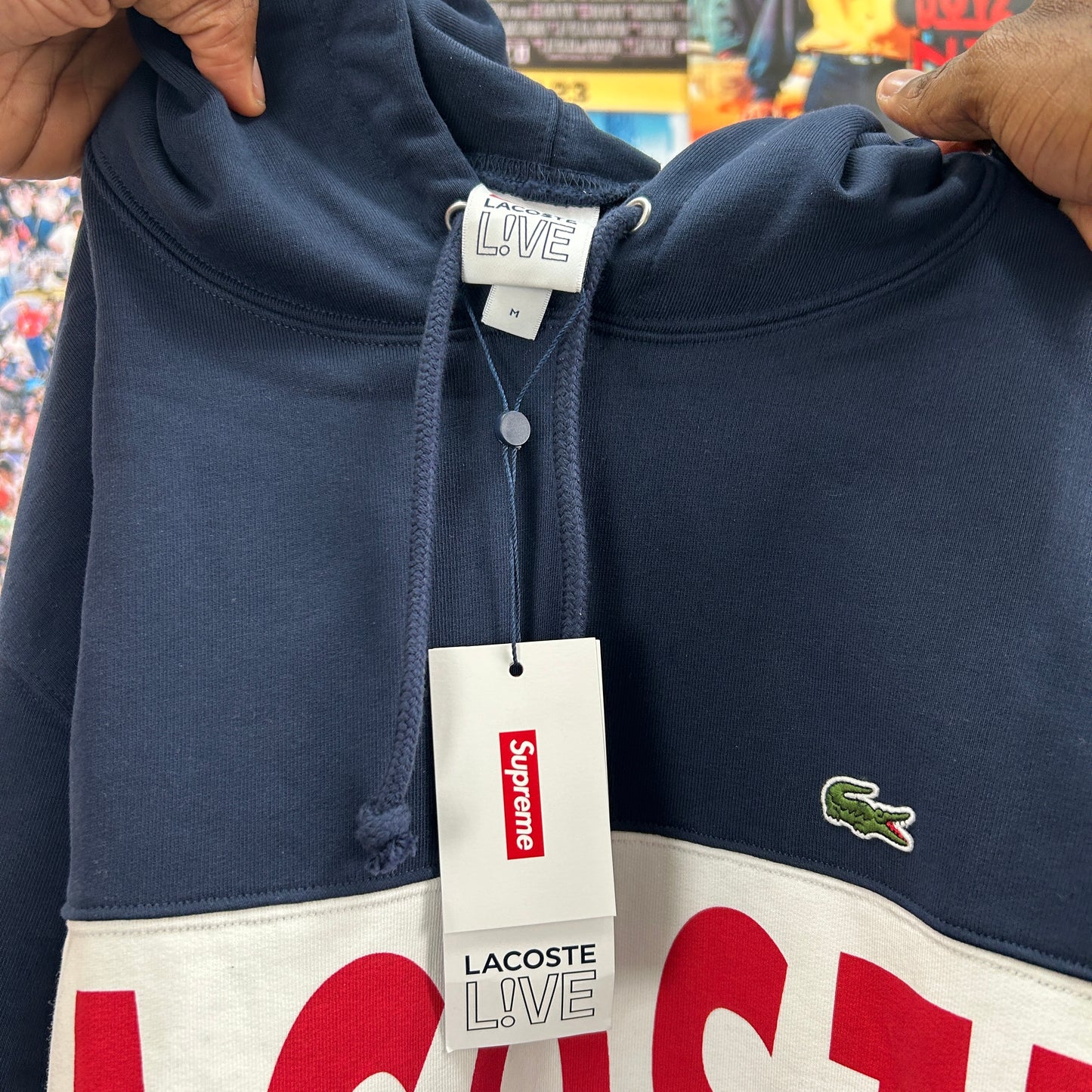 SUPREME FW19 LACOSTE LOGO PANEL HOODIE