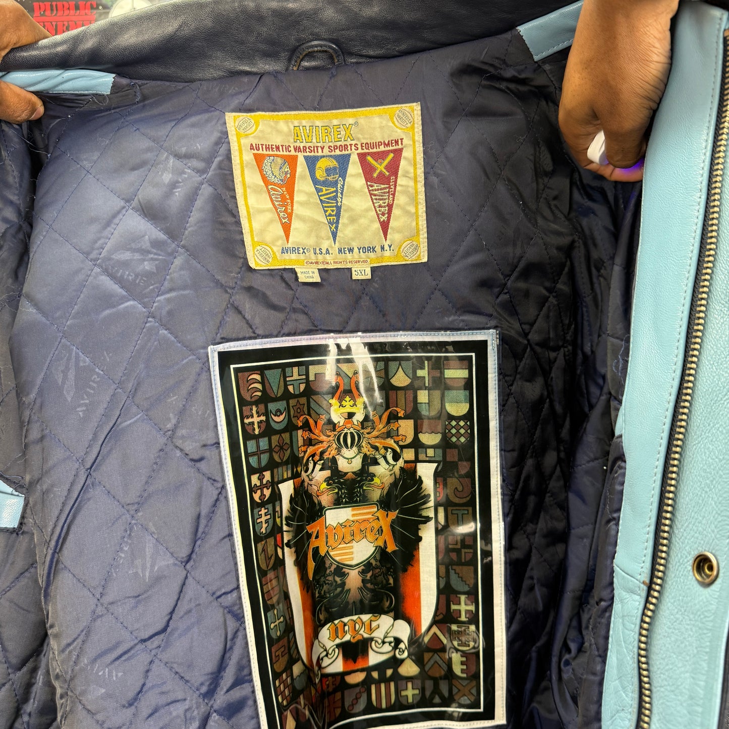 AVIREX NEW YORK VINTAGE DRAGON LEATHER VARSITY JACKET