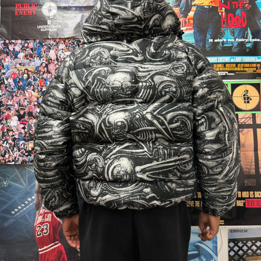SUPREME H.R. GIGER FW23 JACQUARD DOWN PUFFER JACKET