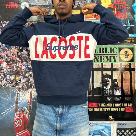 SUPREME FW19 LACOSTE LOGO PANEL HOODIE