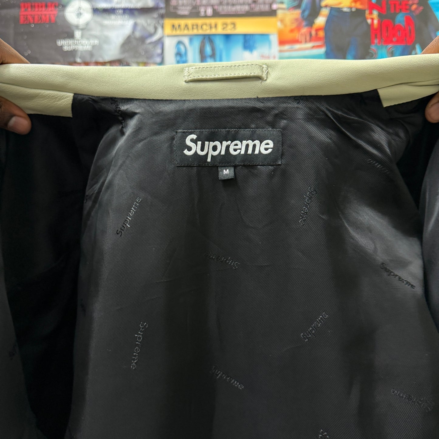 SUPREME SS21 BRAIDED LEATHER OVERCOAT