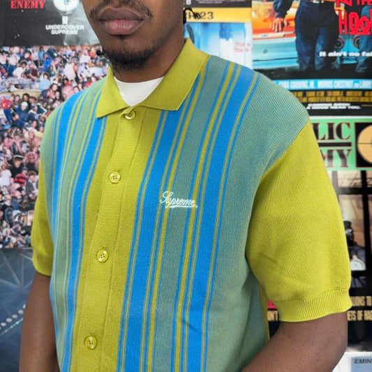 SUPREME SS22 STRIPE BUTTON UP POLO