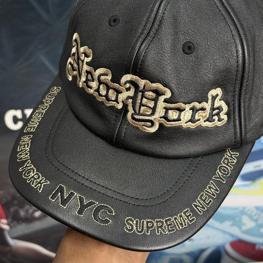 SUPREME FW25 NEW YORK LEATHER 6 PANEL CAP