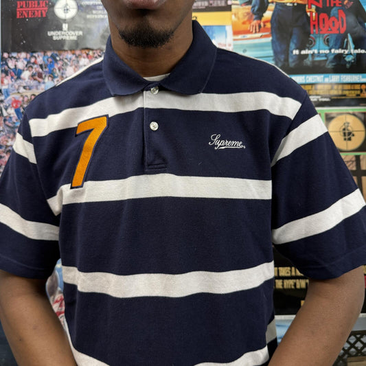 SUPREME SS25 CURSIVE STRIPE POLO