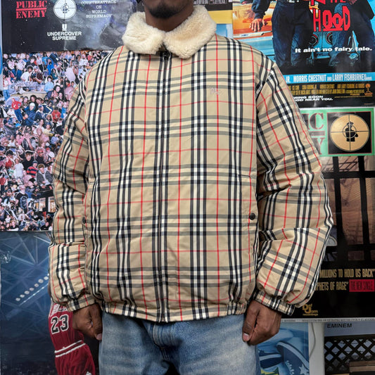 SUPREME BURBERRY SS22 SHEARLING COLLAR DOWN PUFFER JACKET