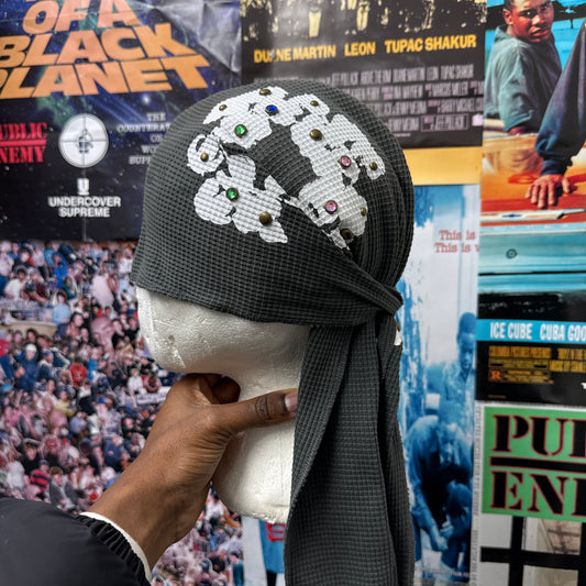 DENIM TEARS SS24 RHINESTONE COTTON WREATH DURAG