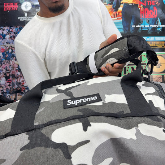 SUPREME SS25 SNOWCAMO DUFFLE BAG