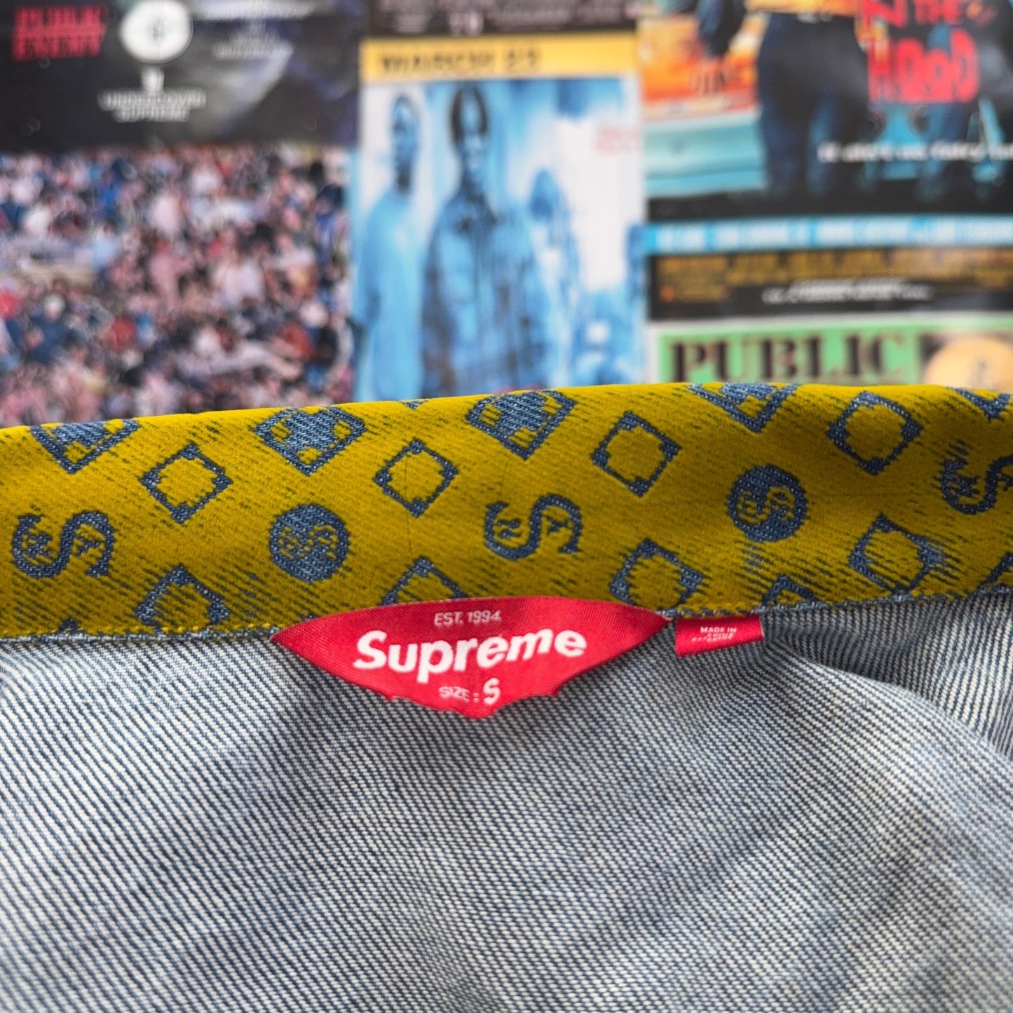 SUPREME SS24 FLOCKED DENIM TRUCKER JACKET