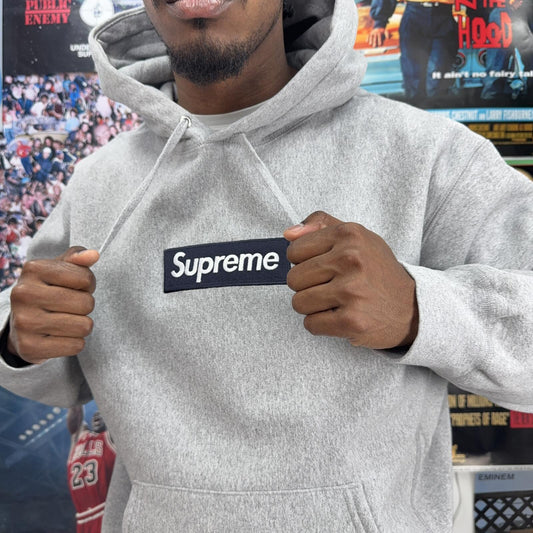 SUPREME FW25 GREY BOX LOGO HOODED SWEATSHIRT