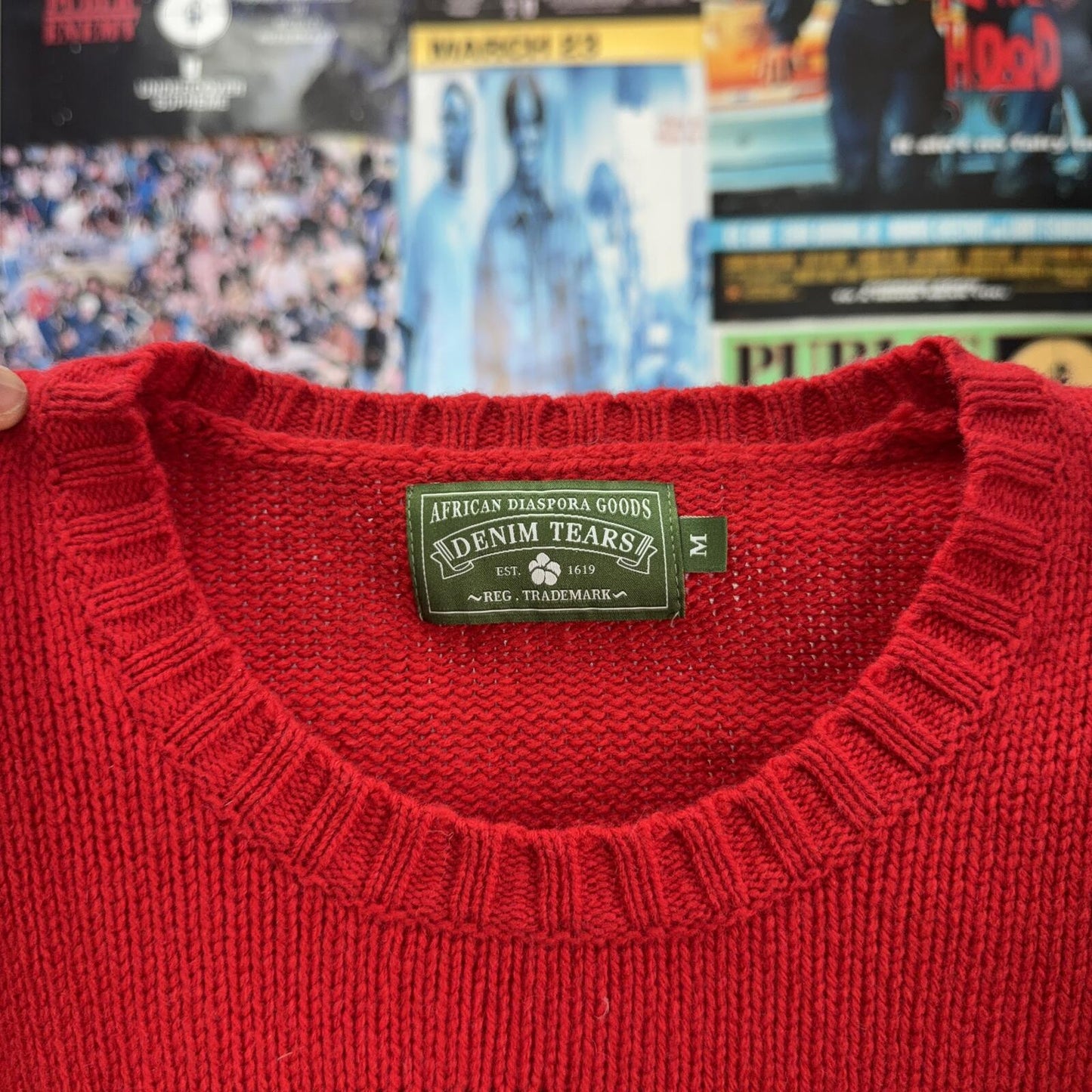 DENIM TEARS 1619 PAN AFRICAN FLAG RED KNIT SWEATER