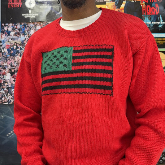 DENIM TEARS 1619 PAN AFRICAN FLAG RED KNIT SWEATER