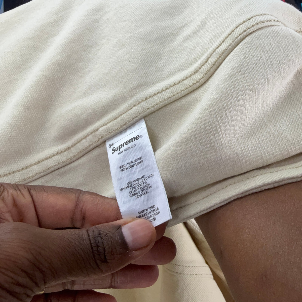 SUPREME MARITHE FRANCOIS GIRBAUD SS25 BEIGE DENIM TRUCKER JACKET