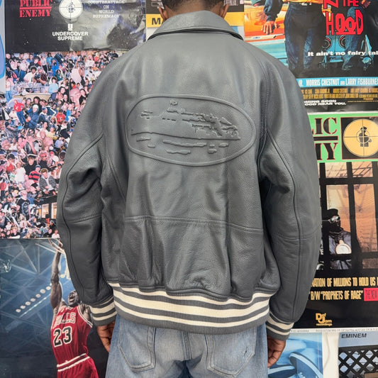CORTEIZ GREY SKYDIVE LEATHER JACKET