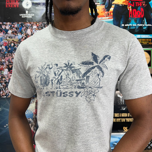 STUSSY 2000s BRONX SCIENCE GREY TEE