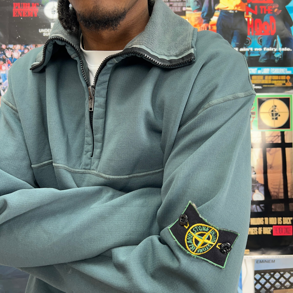 STONE ISLAND Logo Patch Crewneck Sweatshirt 'Olive Green