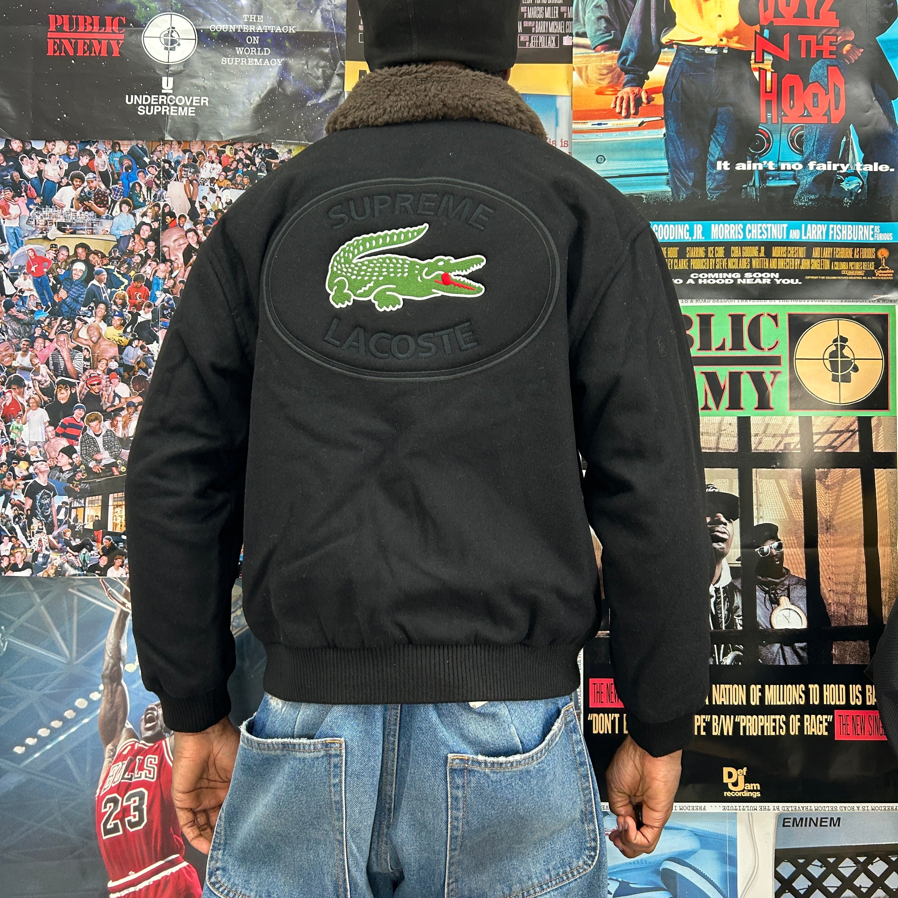 SUPREME LACOSTE WOOL VARSITY JACKET