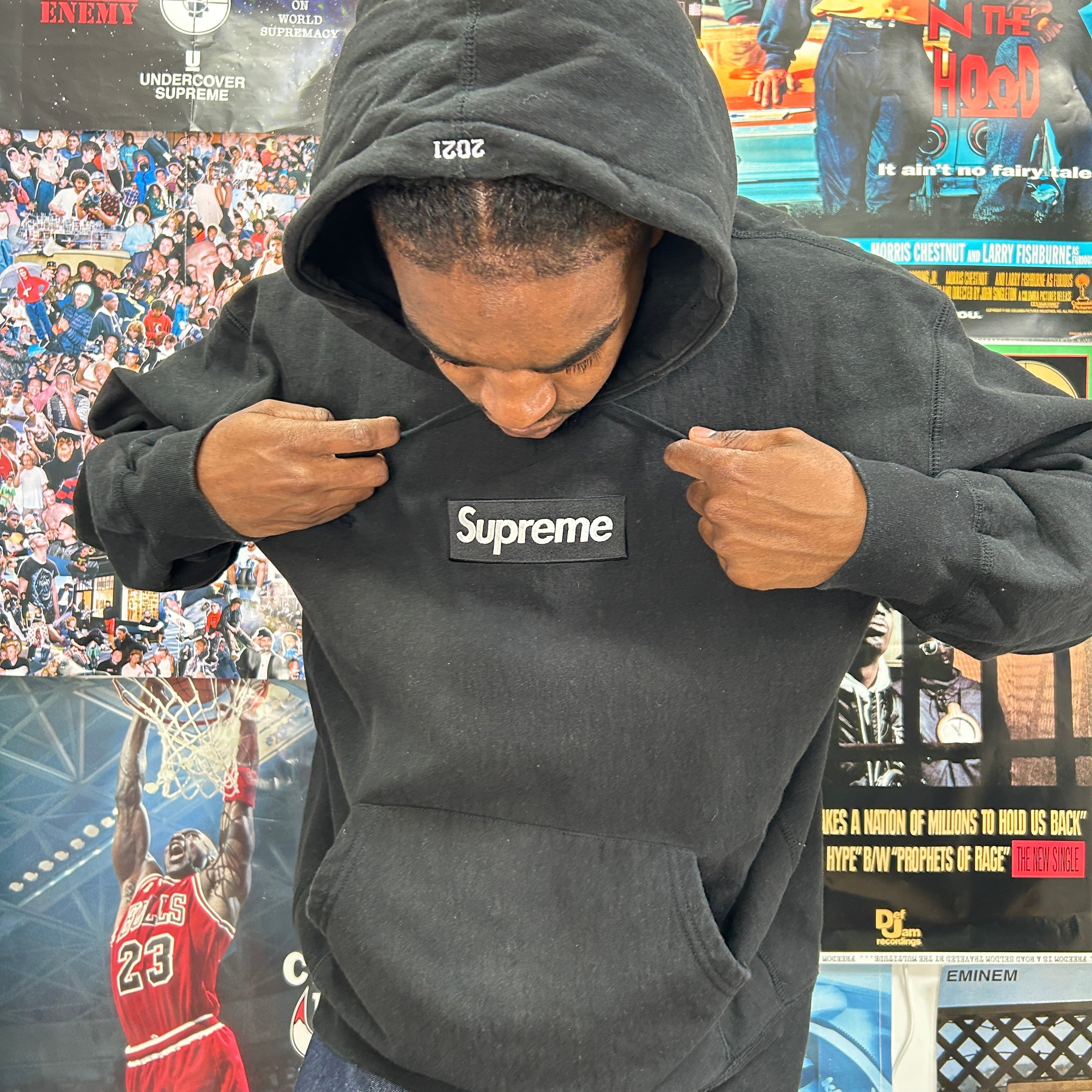 FW21 SUPREME BLACK BOX LOGO HOODIE Bythepeace