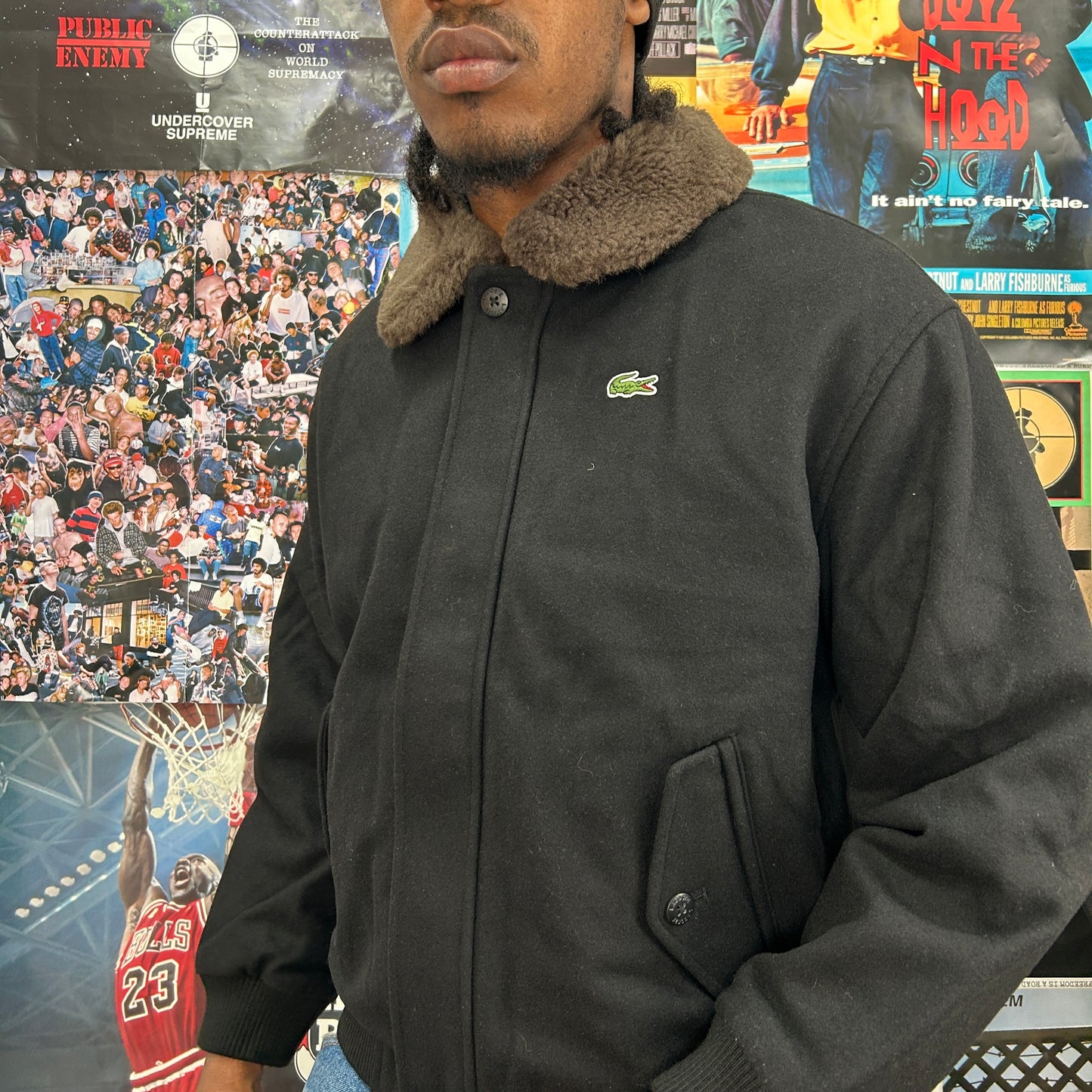 SUPREME LACOSTE FW19 WOOL VARSITY JACKET