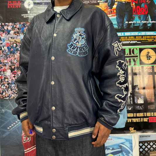 AVIREX NEW YORK VINTAGE DRAGON LEATHER VARSITY JACKET