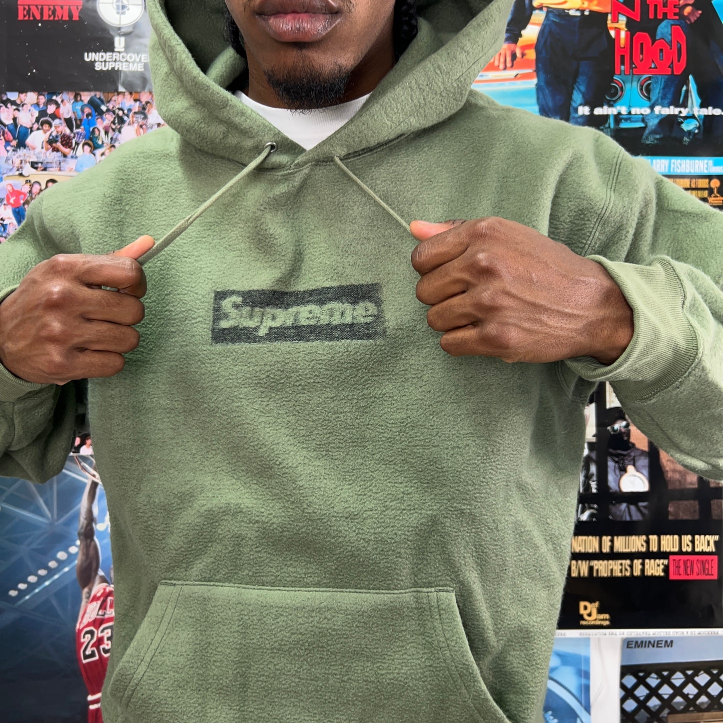 SUPREME GREEN INSIDE OUT BOX LOGO HOODIE