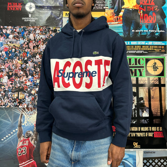 SUPREME FW19 LACOSTE LOGO PANEL HOODIE