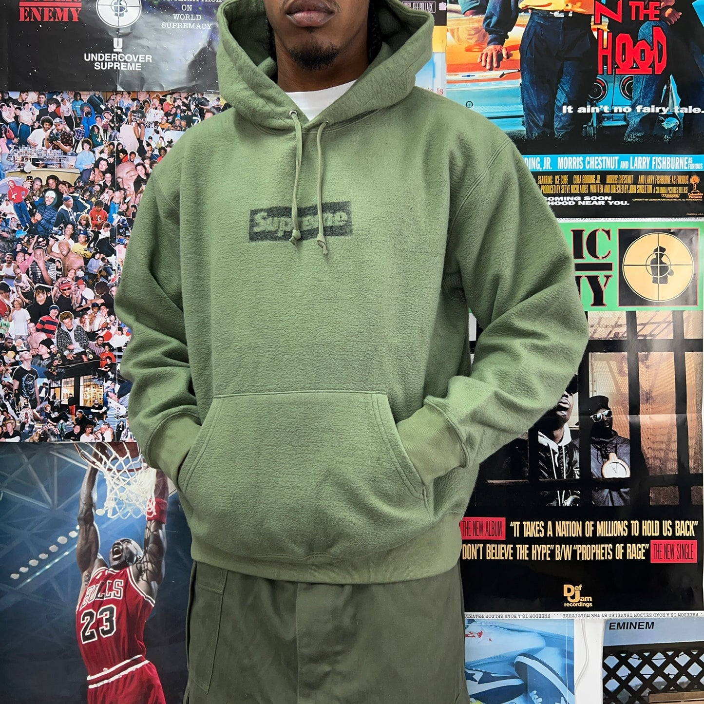 SUPREME GREEN INSIDE OUT BOX LOGO HOODIE