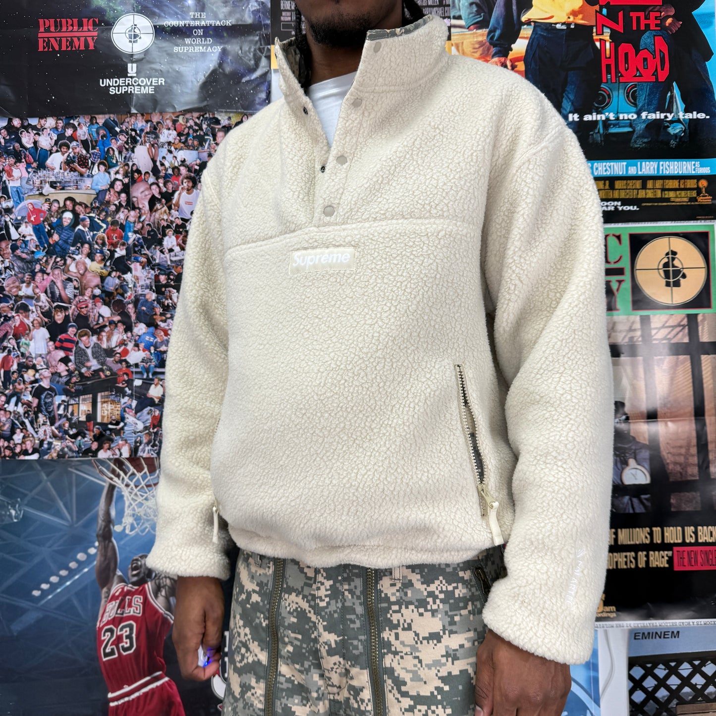 SUPREME FW23 POLARTEC SHEARLING REVERSIBLE PULLOVER