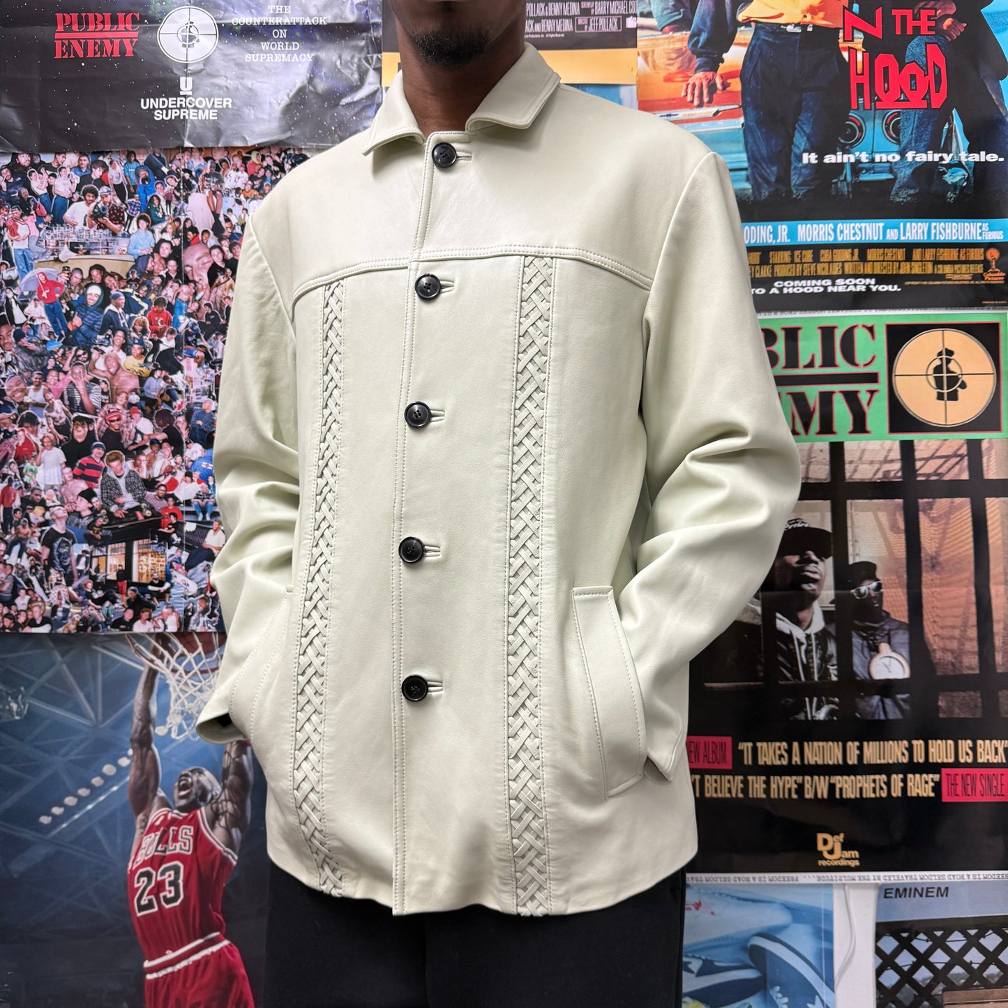 SUPREME SS21 BRAIDED LEATHER OVERCOAT