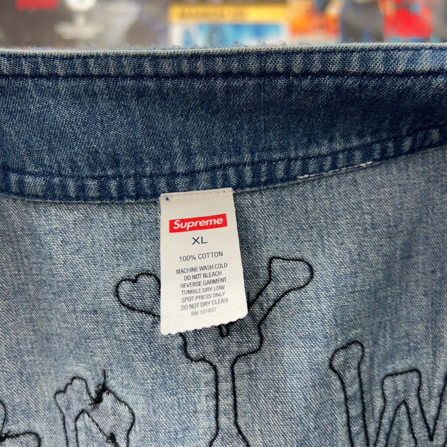 SUPREME SS21 PATCHES DENIM BASEBALL JERSEY