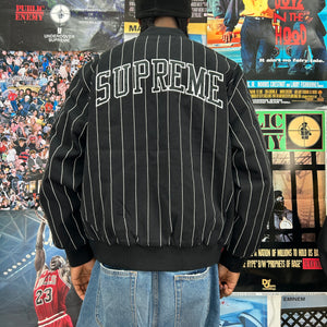 SUPREME PINSTRIPE VARSITY JACKET