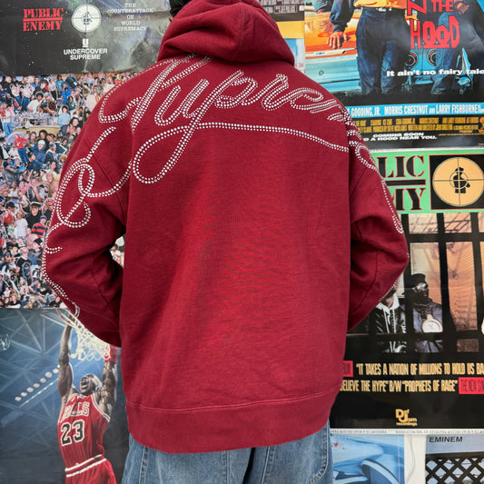 SUPREME FW19 SCRIPT RHINESTONE HOODIE