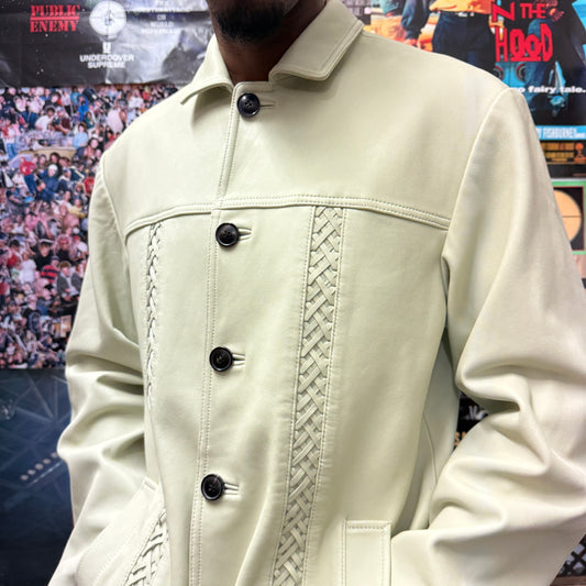 SUPREME SS21 BRAIDED LEATHER OVERCOAT