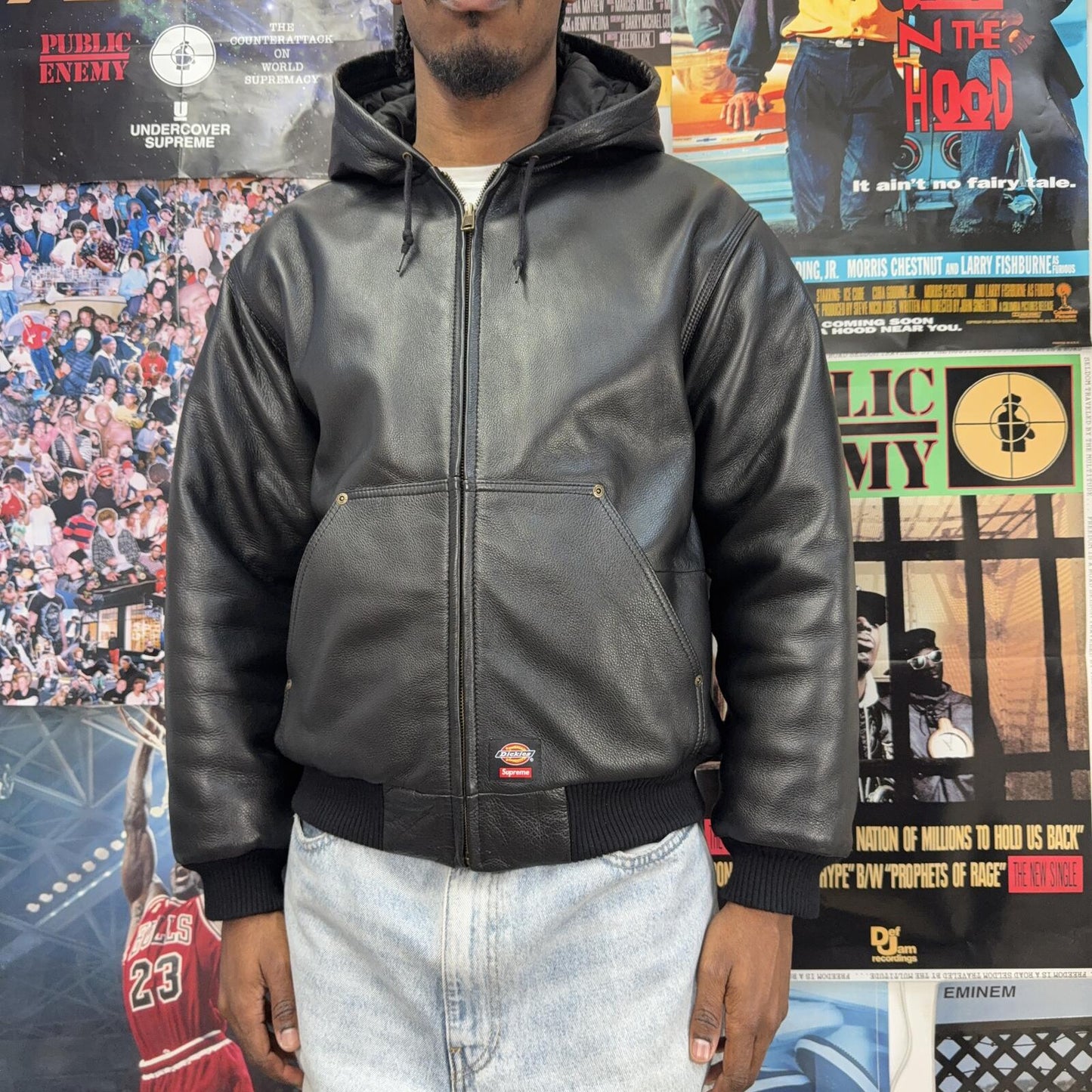 SUPREME FW24 DICKIES HOODED LEATHER WORK JACKET