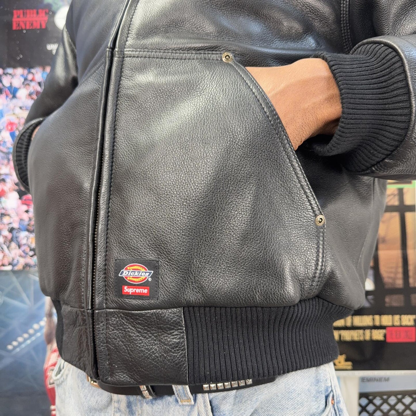 SUPREME FW24 DICKIES HOODED LEATHER WORK JACKET
