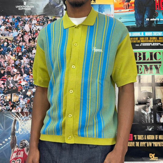 SUPREME SS22 STRIPE BUTTON UP POLO