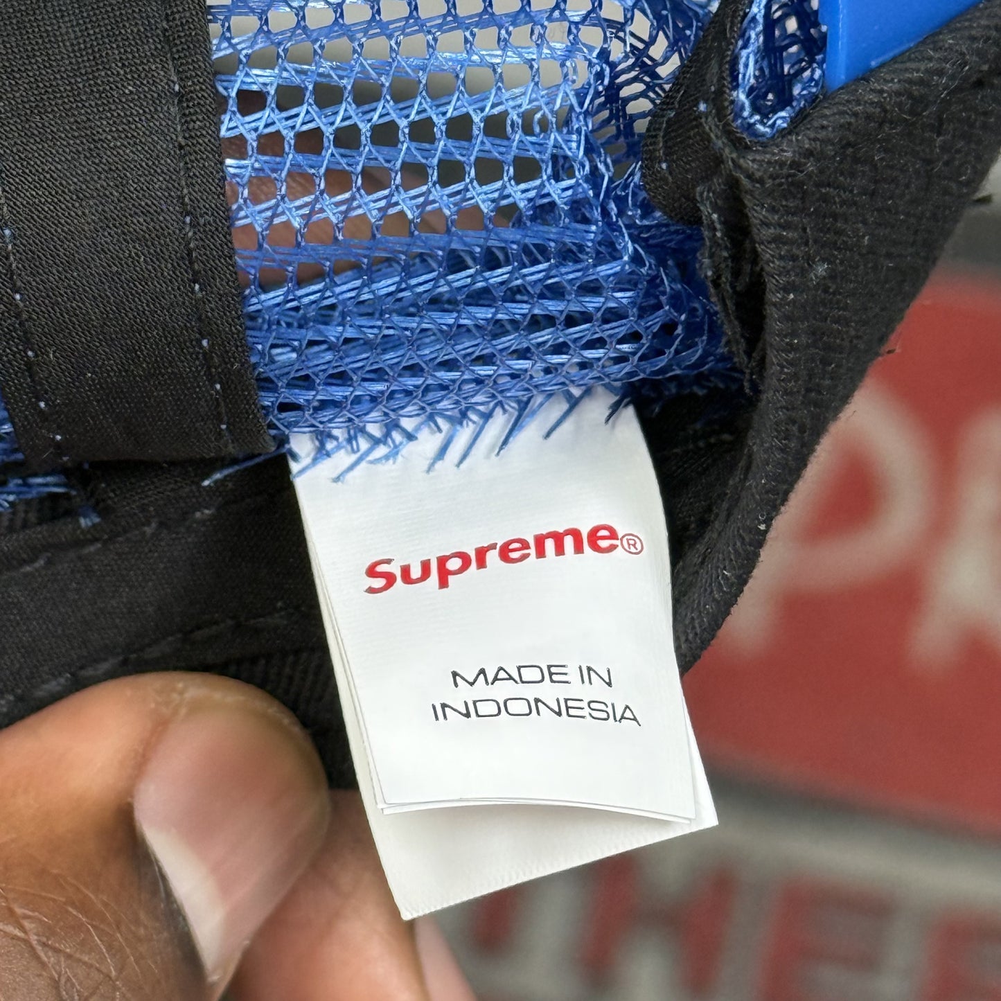 SUPREME SS26 BLUE PIN MESH BACK CAP