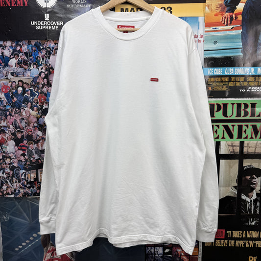 SUPREME SS26 SMALL BOX WHITE LONG SLEEVE TEE