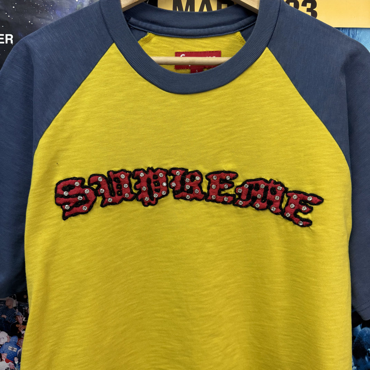SUPREME SS26 CROPPED RHINESTONE RAGLAN SS TOP
