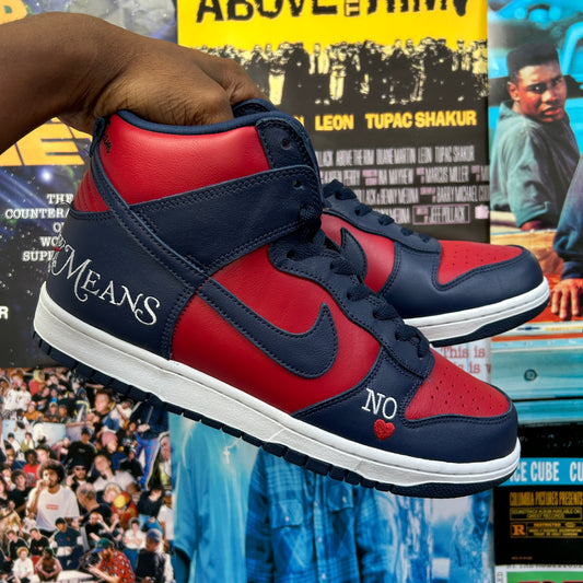 SUPREME NIKE SB DUNK HIGH 'BY ANY MEANS"