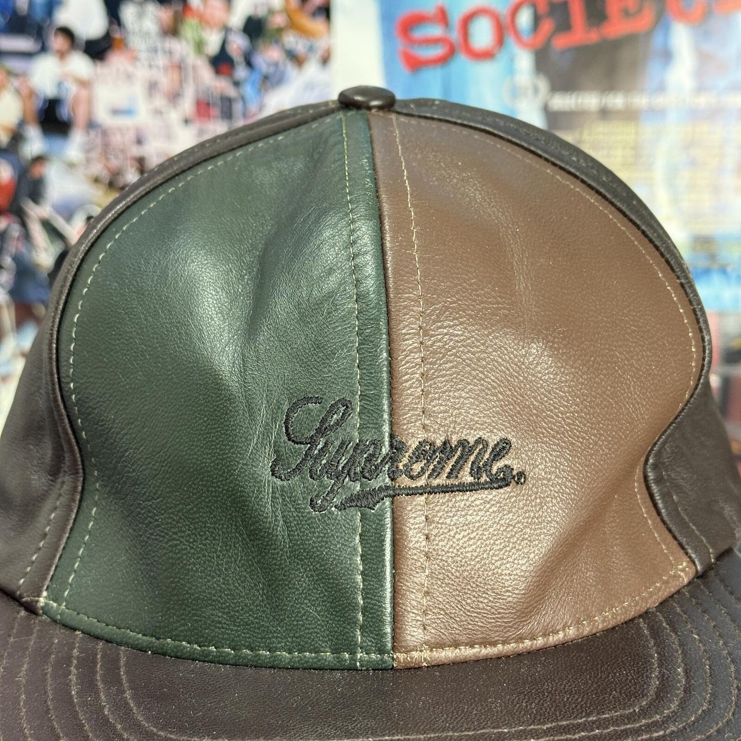 SUPREME FW13 LEATHER PINWHEEL 6 PANEL CAP