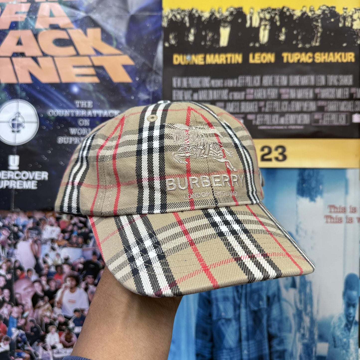 SUPREME BURBERRY SS22 DENIM 6 PANEL BEIGE CAP