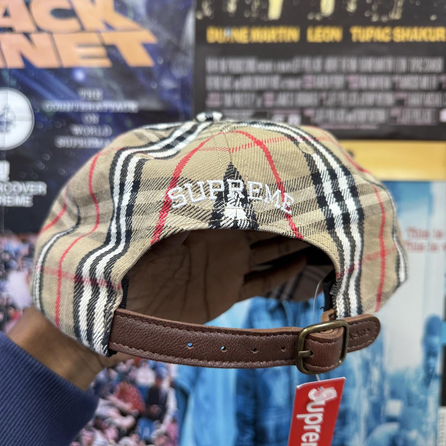 SUPREME BURBERRY SS22 DENIM 6 PANEL BEIGE CAP