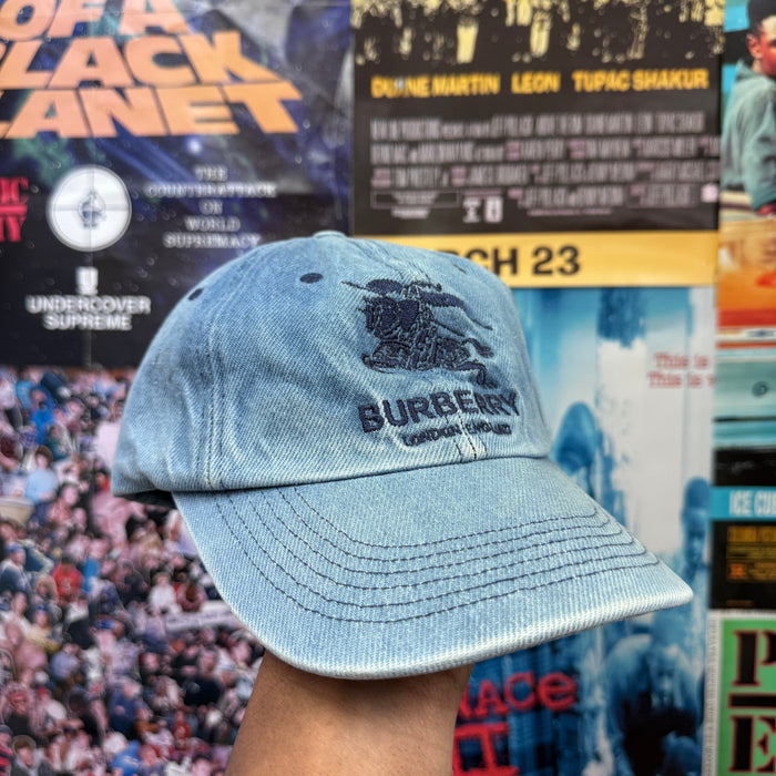 SUPREME BURBERRY SS22 DENIM 6 PANEL BLUE CAP