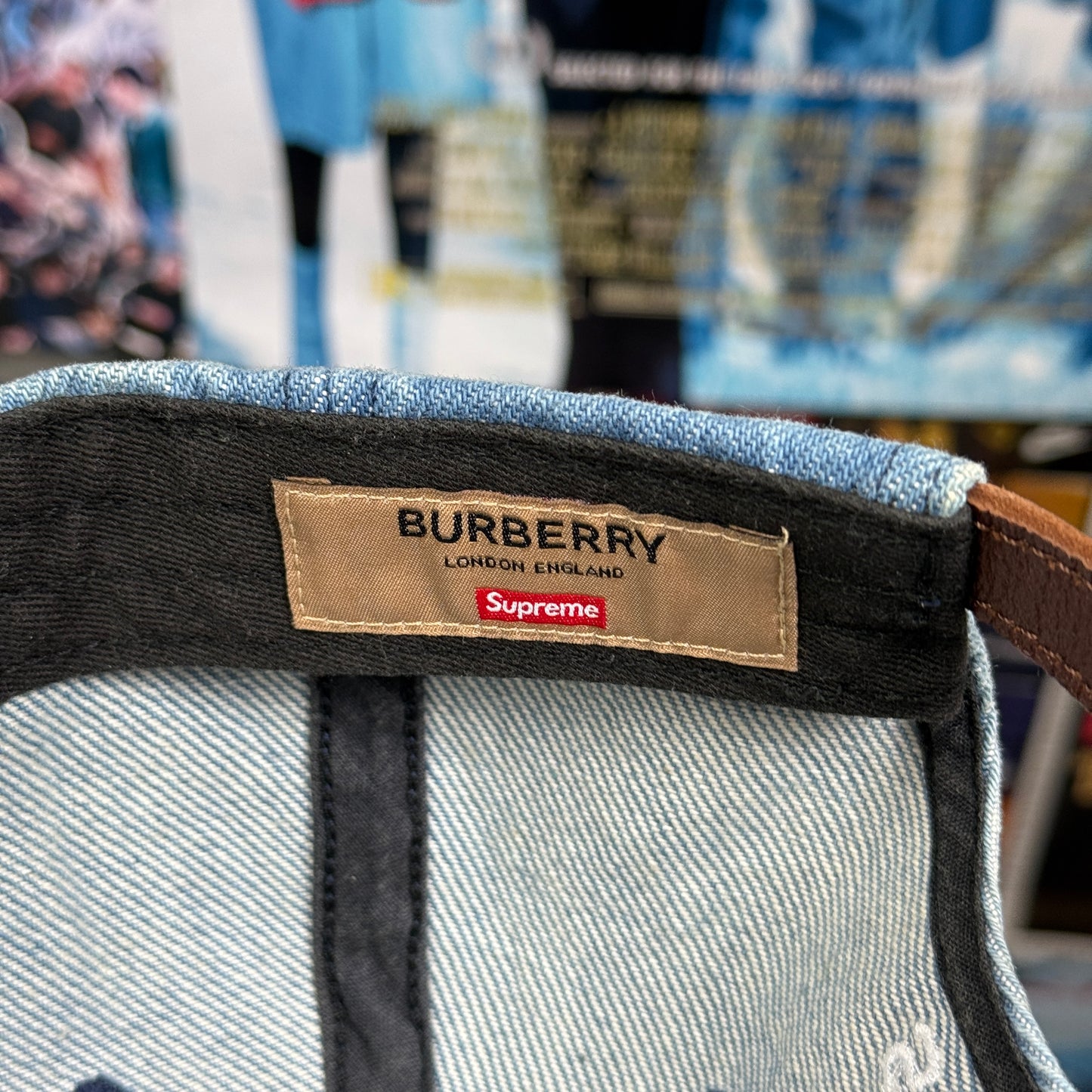 SUPREME BURBERRY SS22 DENIM 6 PANEL BLUE CAP