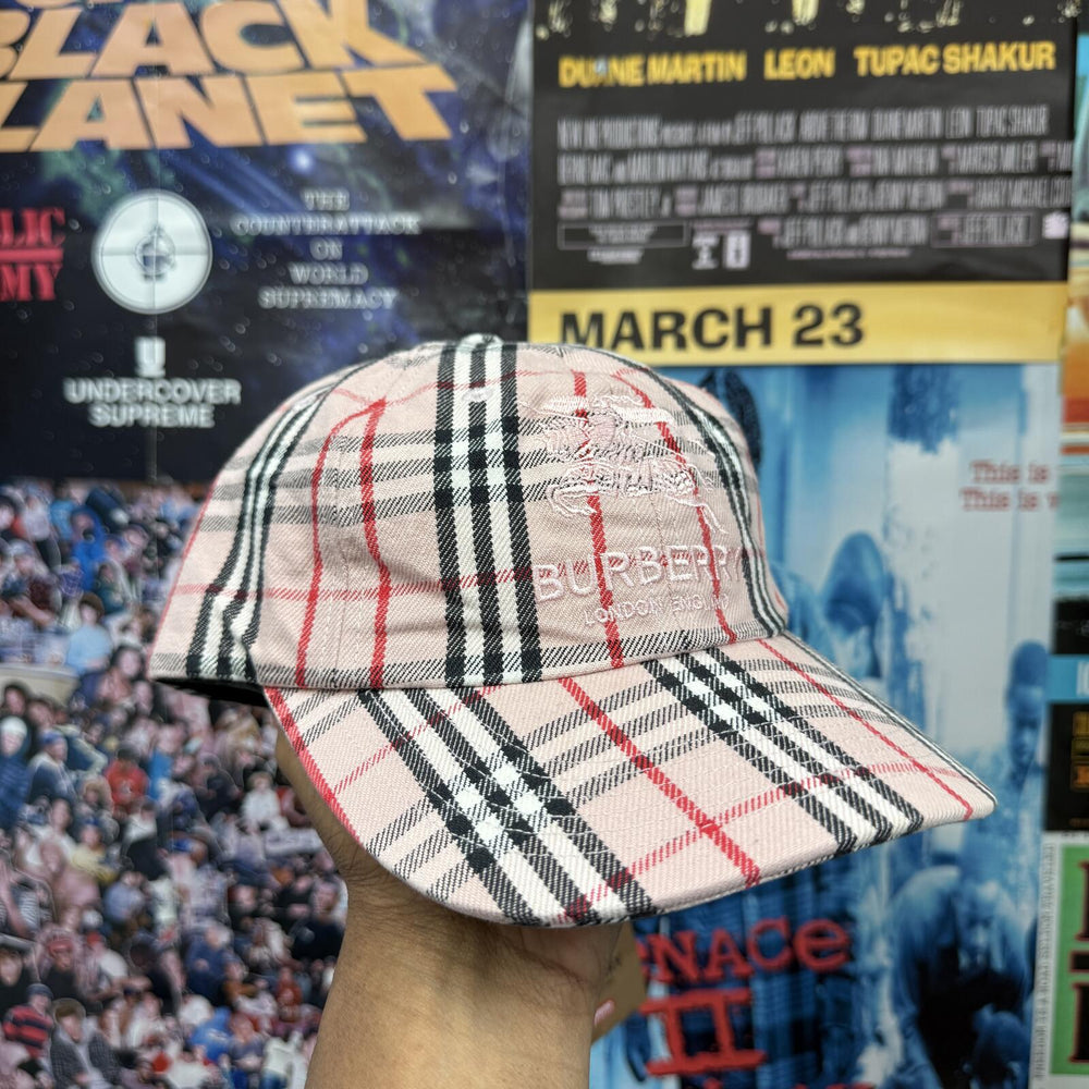 SUPREME BURBERRY SS22 DENIM 6 PANEL PINK CAP