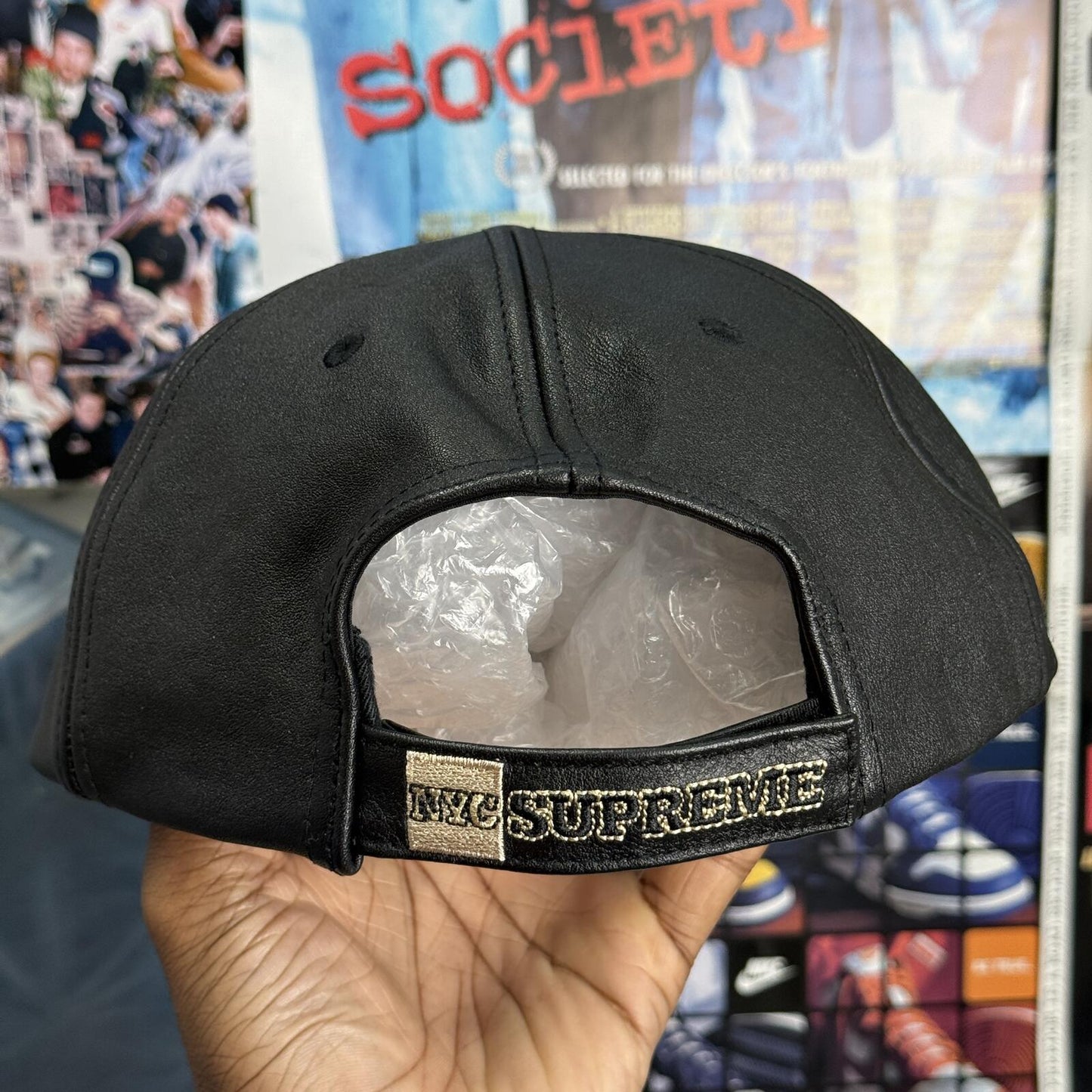 SUPREME FW25 NEW YORK LEATHER 6 PANEL CAP