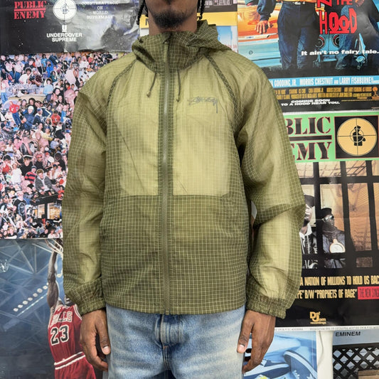 STUSSY SS24 BEACH RIPSTOP TRANSPARENT GREEN SHELL JACKET