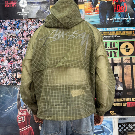 STUSSY SS24 BEACH RIPSTOP TRANSPARENT GREEN SHELL JACKET