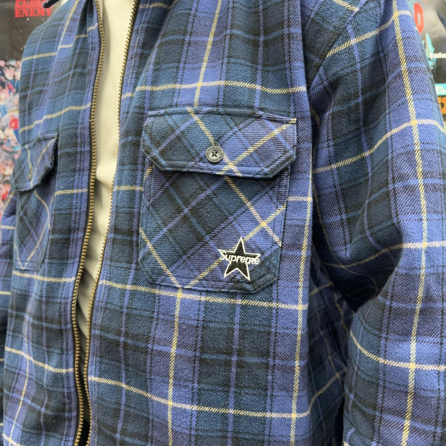SUPREME FW25 THERMAL LINED ZIP UP FLANNEL SHIRT