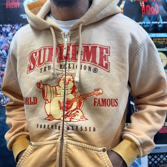 SUPREME FW21 TRUE RELIGION ORANGE ZIP UP HOODIE